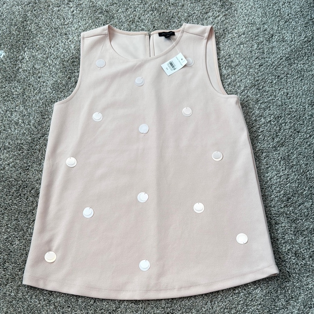 Sleeveless Sequin Polka Dot Shell Top - Blush Pink